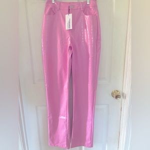 Boohoo kourtney kardashian pink leather alligator pants. New with tags. Size 2
